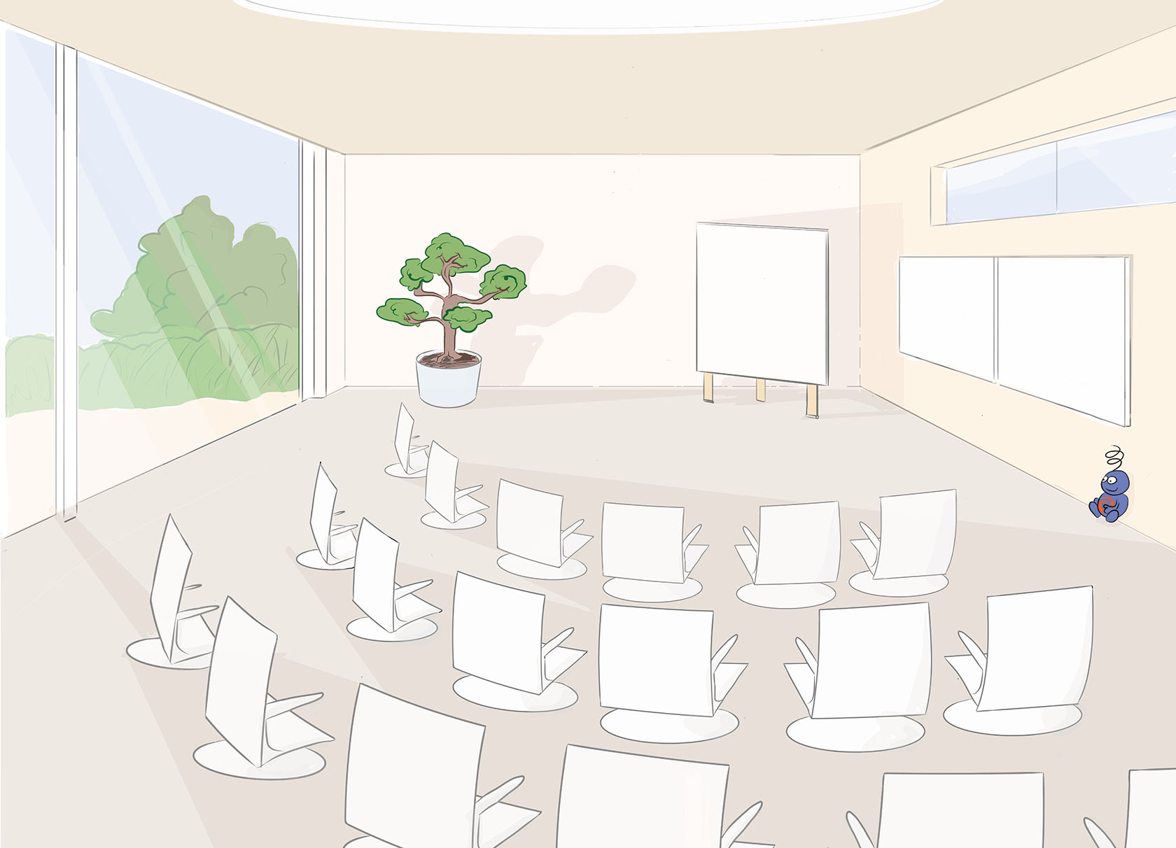 Eine Illustration eines perfekten Seminarraumes